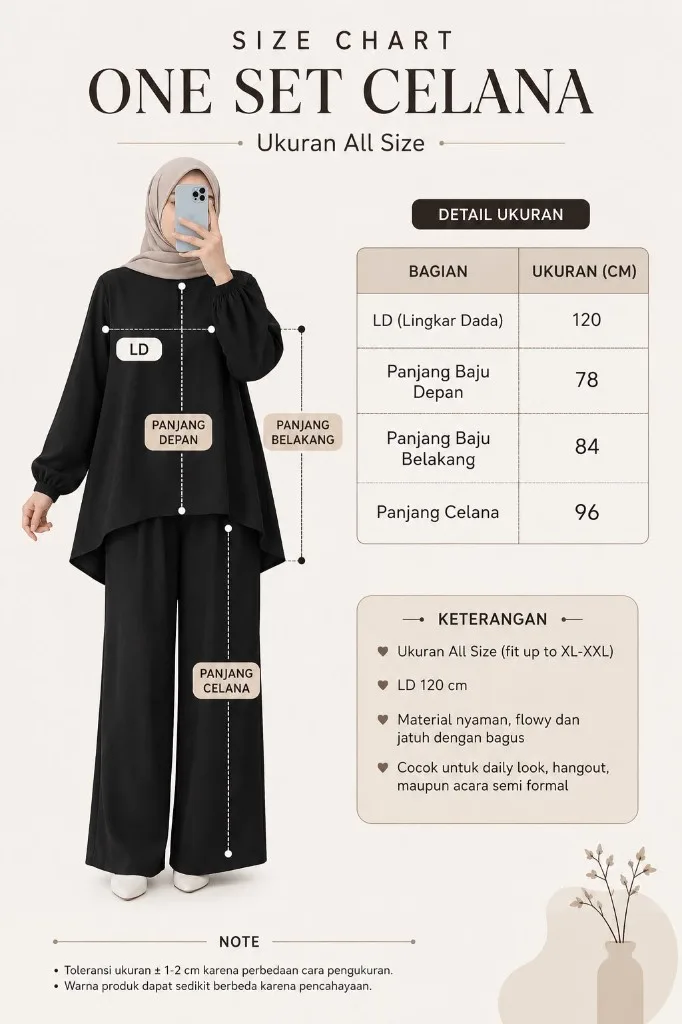 Size chart One Set Celana