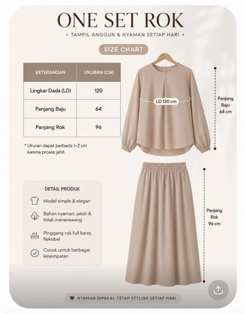 Size chart One Set Rok